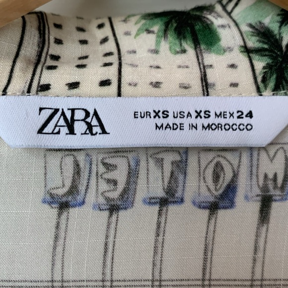 ZARA HAWAIIAN STYLE BUTTON DOWN SHORT SLEEVE TOP - Picture 6 of 11